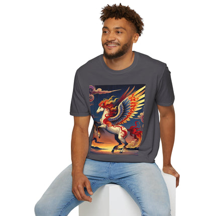 Flame-Winged Horse at Sunset Softstyle T-Shirt