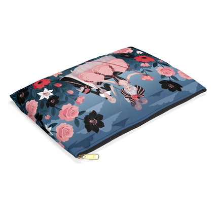 🌹🎭 The Rose Masquerade Promenade Accessory Pouch – Art Deco Floral Elegance