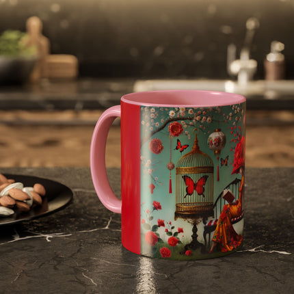 Reading in a Painted Garden Colorful Mugs (11oz, 15oz)