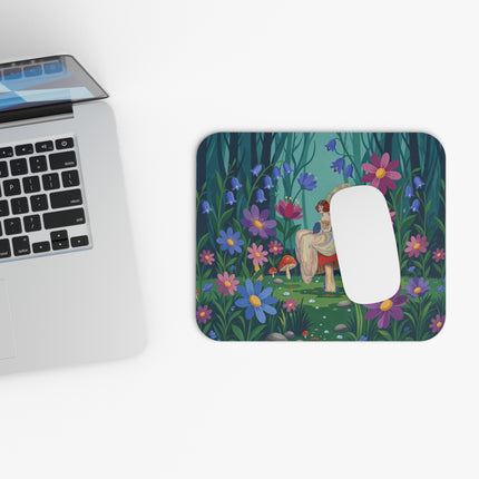 🍄🌸 The Lady Of The Enchanted Mushroom Garden Mouse Pad – Art Deco Floral Fantasy