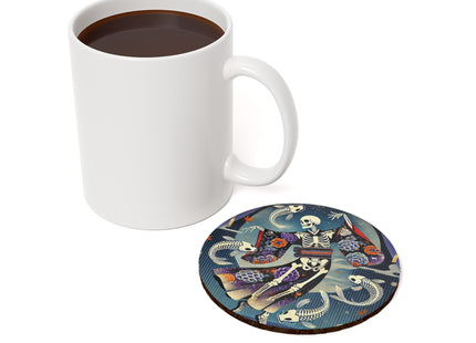 Skeleton Kabuki Performer Cork Back Coaster