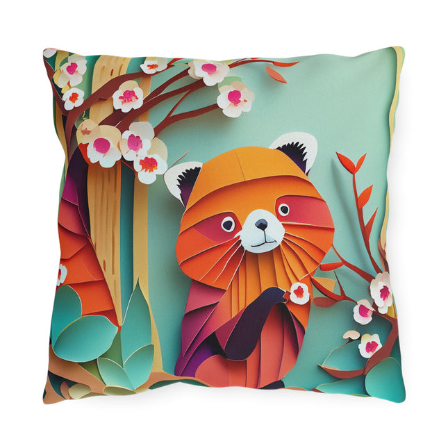 A Playful Red Panda Outdoor Pillows
