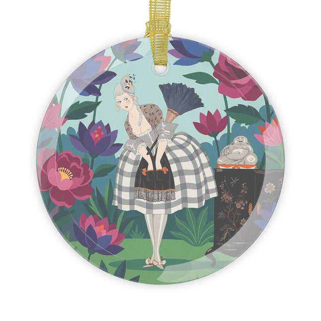 🪷🌸 The Lady Of The Lotus Garden Glass Ornament – Art Deco Botanical Elegance