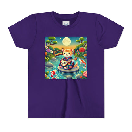 Melodic Kitten by the Koi Pond Youth Short Sleeve Tee
