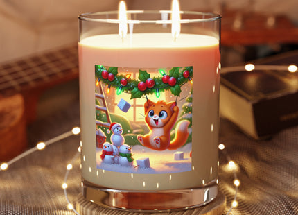 Naughty or Nice Kitten Christmas Scented Candle - Full Glass, 11oz