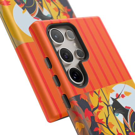 Black Cat in Kimono Phone Cases