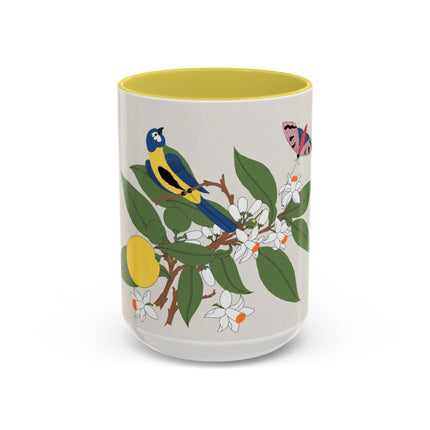 Blue Tit & Butterfly Colorful Mugs – Spring Harmony & Delicate Beauty