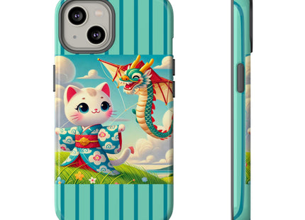 Geisha Kitten and the Dragon Kite Phone Cases