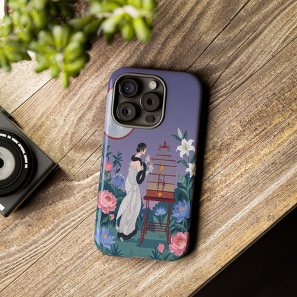 🌸🐦 The Lady Of The Garden Birdcage Phone Case – Art Deco Floral Elegance