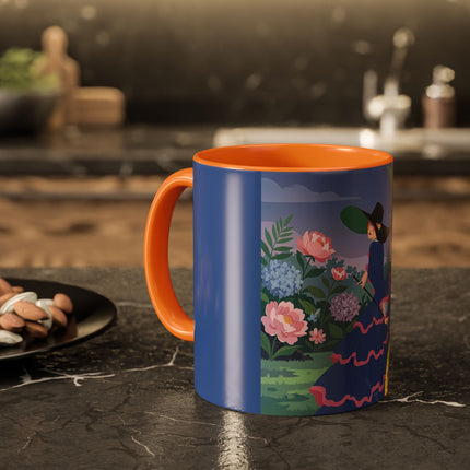 The Lady Of The Garden Stroll Colorful Mugs – Art Deco Botanical Elegance