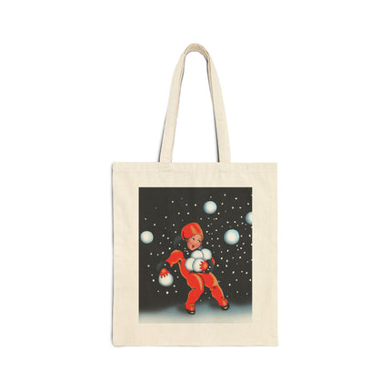Festive Snowball Cotton Canvas Tote Bag