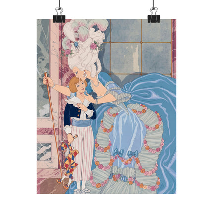 🌹💙 Madame De Sabran Matte Vertical Poster – George Barbier Art Deco Aristocratic Elegance