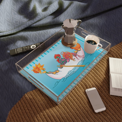 A Rooster's Seafaring Adventure Acrylic Serving Tray