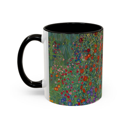Farm Garden with Sunflowers by Gustav Klimt Colorful Mugs (11oz, 15oz)