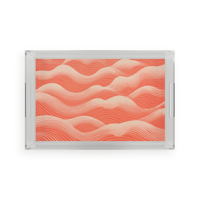 Hues of Orange and Beige Wave Pattern Acrylic Serving Tray