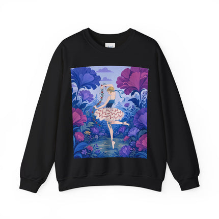 🌸🩰 The Enchanted Garden Ballet Crewneck Sweatshirt – Art Deco Floral Whimsy