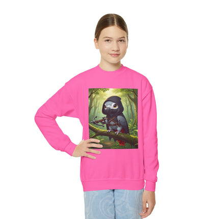 The African Grey Sentinel Youth Crewneck Sweatshirt – Wisdom, Courage & Woodland Adventure