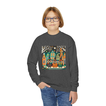 Night of the Trick-or-Treating Owlets Youth Crewneck Sweatshirt