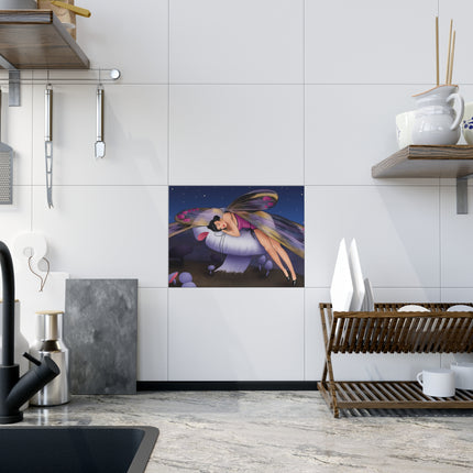 Slumbering Fairy on the Mushroom Ceramic Tile