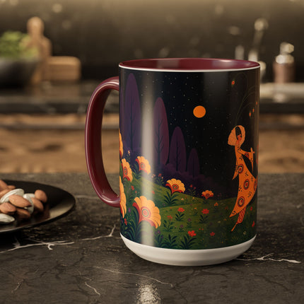 🌙🌼 The Moonlit Floral Dancer Colorful Mug – Art Deco Garden Fantasy