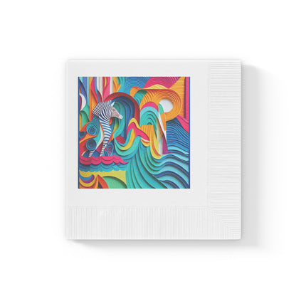 Surfing Zebra White Coined Napkins
