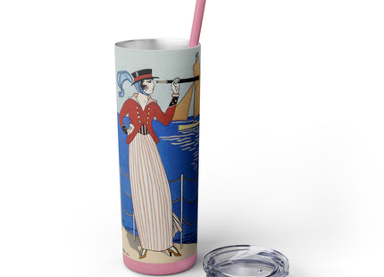 Costume de Yacht by George Barbier Skinny Tumbler with Straw, 20oz