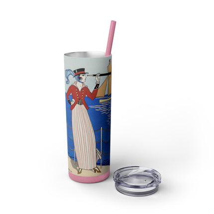 Costume de Yacht by George Barbier Skinny Tumbler with Straw, 20oz