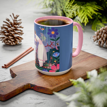The Lady Of The Enchanted Aquarium Colorful Mugs – Art Deco Aquatic Elegance
