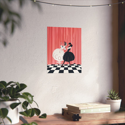 🎭🖤 The Ladies Of The Midnight Masquerade Matte Vertical Poster – Art Deco Fashion Illustration
