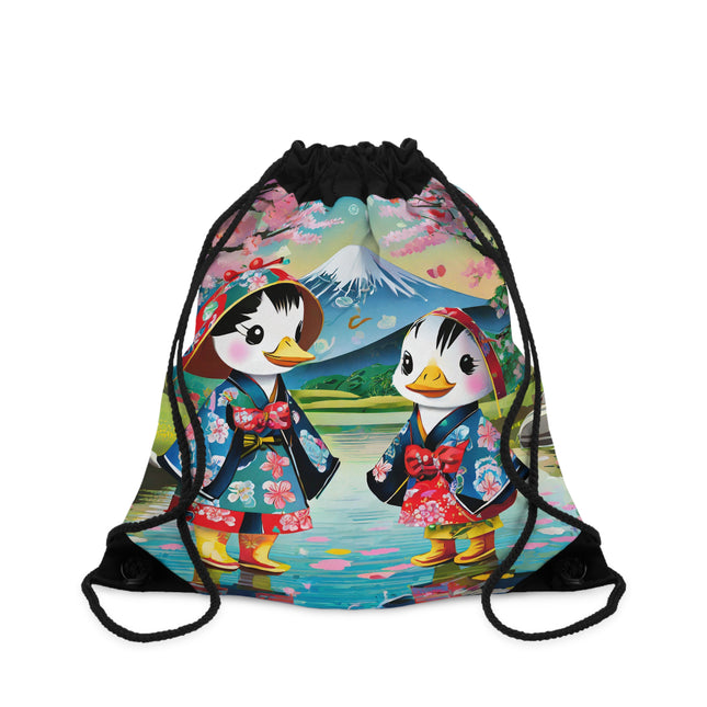 Rainy Day Ducks Drawstring Bag