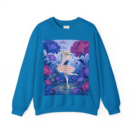 🌸🩰 The Enchanted Garden Ballet Crewneck Sweatshirt – Art Deco Floral Whimsy