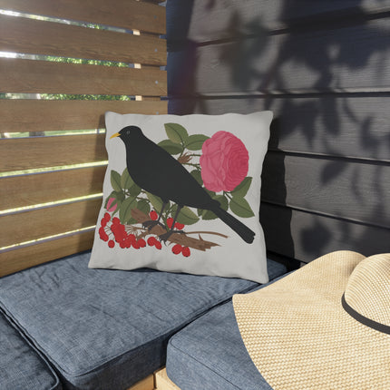 Blackbird & Rose Outdoor Pillows – Timeless Elegance & Nature's Harmony