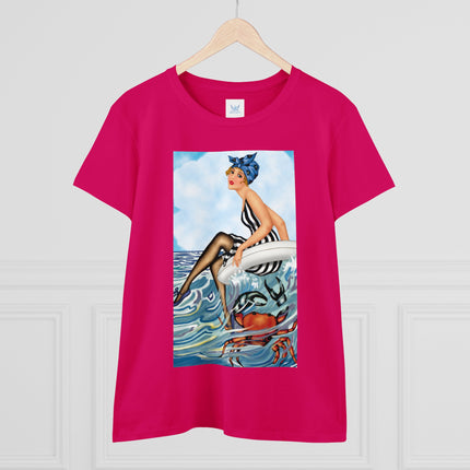 Playful Waves and Fashion Follies Women's Midweight Cotton Tee