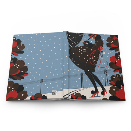 ❄️🌹 The Lady Of The Snowfall Garden Hardcover Journal – Art Deco Winter Fashion Whimsy