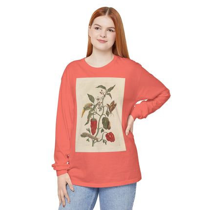 Botanical Pl.15 by Maria Sibylla Merian Garment-dyed Long Sleeve T-Shirt