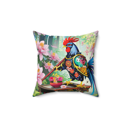 Cyberpunk Rooster Spun Polyester Square Pillow