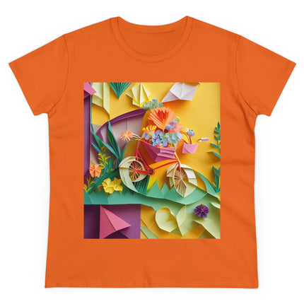 Origami Bicycle Women's Midweight Cotton Tee