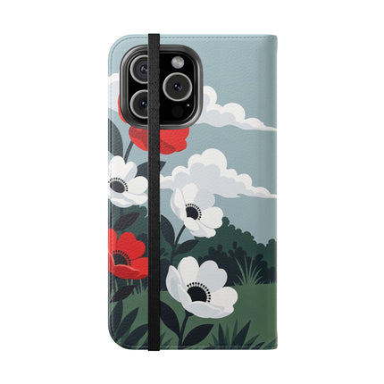 🌺🎩 The Ladies Of The Scarlet Garden Flip Case – Art Deco Floral Adventure