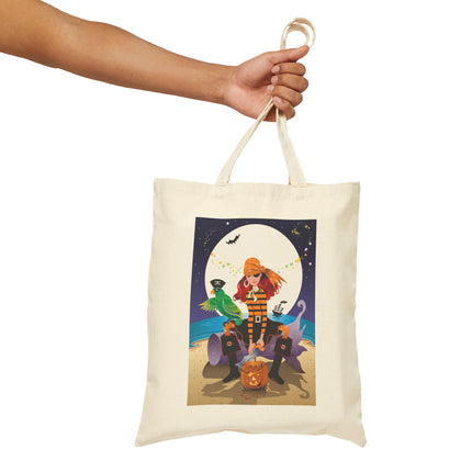 Moonlit Pirate Halloween Cotton Canvas Tote Bag