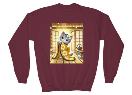 Playful Kitten in the Tea Room Youth Crewneck Sweatshirt