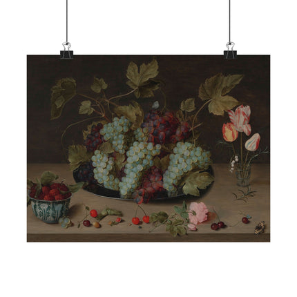 Still-life with Grapes, Flowers, & Berries by Isaak Soreau Matte Horizontal Posters