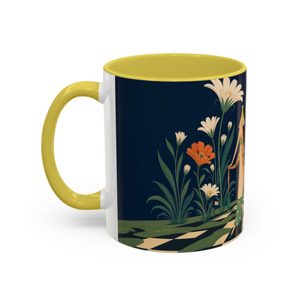🌼🧡 The Midnight Floral Masquerade Colorful Mug – Art Deco Fashion Fantasy