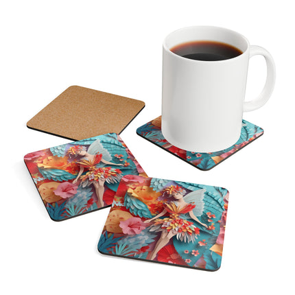 Hibiscus Fairy Corkwood Coaster Set