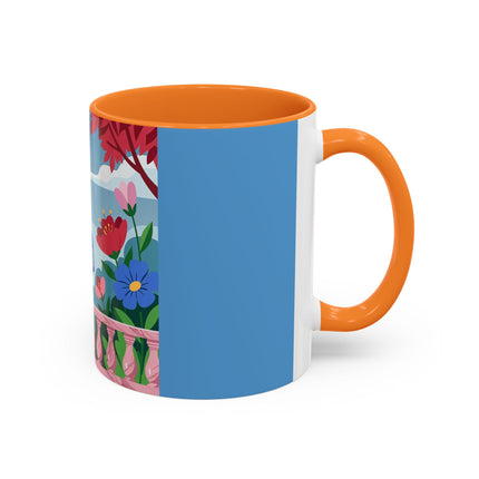 The Lady Of The Blossoming Terrace Colorful Mugs – Art Deco Floral Garden Elegance