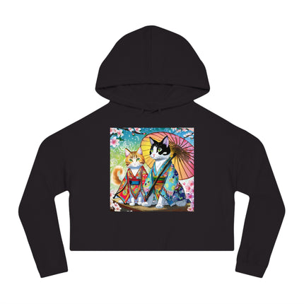 Kimono Kitties Cropped Hooded Sweatshirt