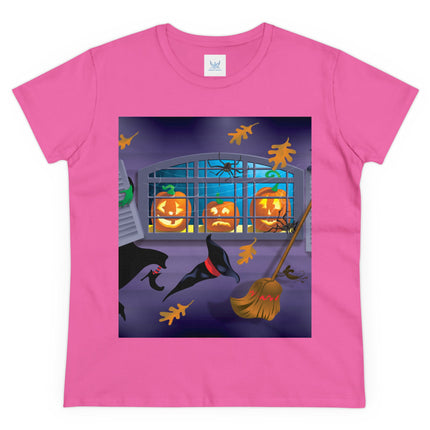 Whimsical Halloween Mischief Women's Midweight Cotton Tee