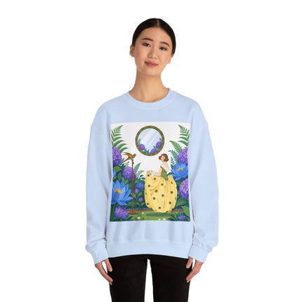 🦜🪷 The Parrot Garden Reflection Crewneck Sweatshirt – Art Deco Fashion Whimsy