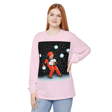 Festive Snowball Unisex Garment-dyed Long Sleeve T-Shirt