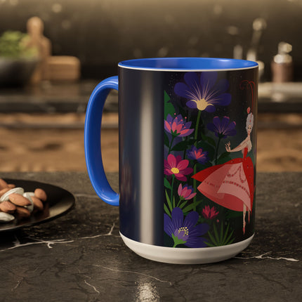 Moonlight Waltz Among The Blossoms Colorful Mugs – Art Deco Floral Enchantment