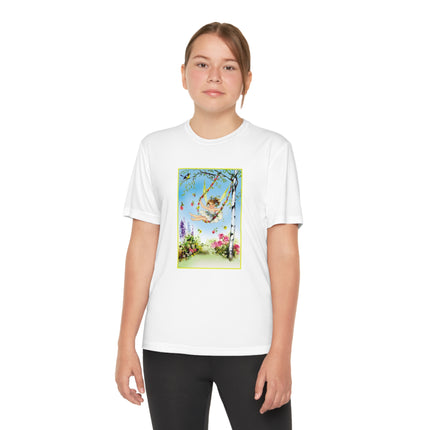 Spring Fairy's Floral Swing Youth Competitor Tee – Garden Magic & Whimsical Adventure